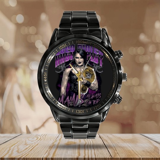 Discover Rhea Ripley Vintage Wrestling Calendar Steel Band Watch
