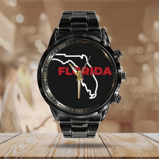 Discover Florida Map Outline - Florida Map - Calendar Steel Band Watch