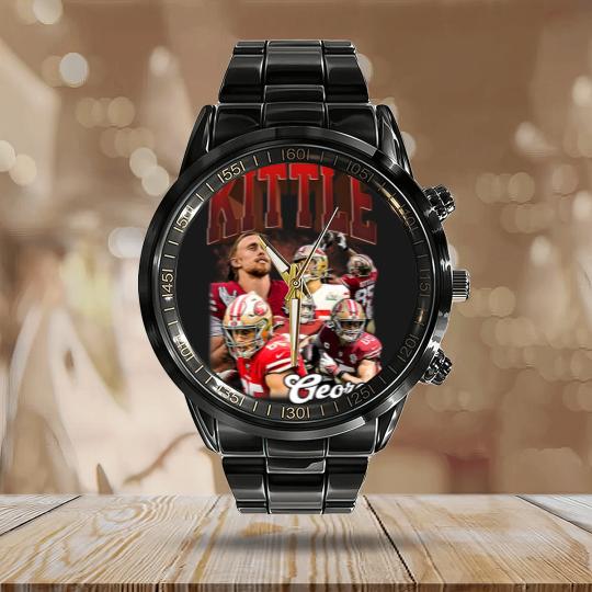 Discover Limited George Kittle Calendar Steel Band Watch professional American Football Player