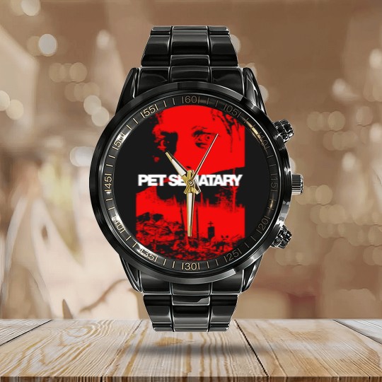 Discover Pet Sematary Poster Art Calendar Steel Band Watch, Pet Sematary Decayed Cat Black Calendar Steel Band Watch