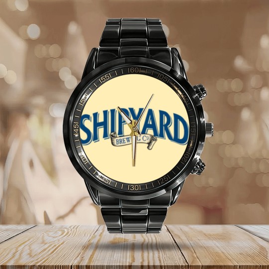 Discover Shipyard Brewery Calendar Steel Band Watch