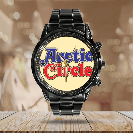 Discover Arctic Circle Restaurants Vintage Calendar Steel Band Watch