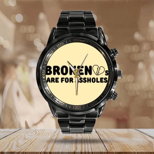 Discover Broken Hearts Are For Assholes Frank Zappa (in black letters & black heart version) Calendar Steel Band Watch