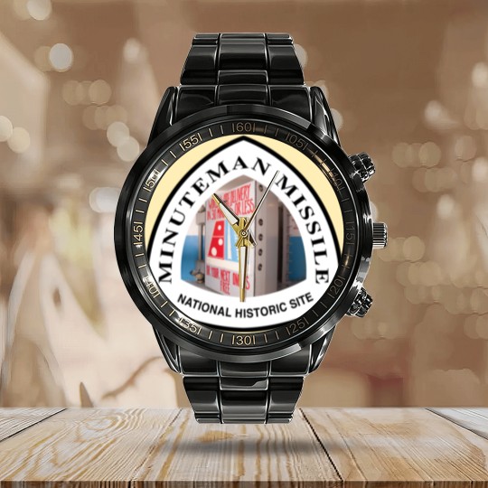 Discover Minuteman Missile National Historic Site shield Calendar Steel Band Watch