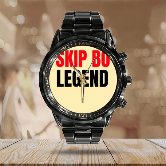 Discover Skip Bo Player Legend   Funny Skip Bo Calendar Steel Band Watch for Men Calendar Steel Band Watch