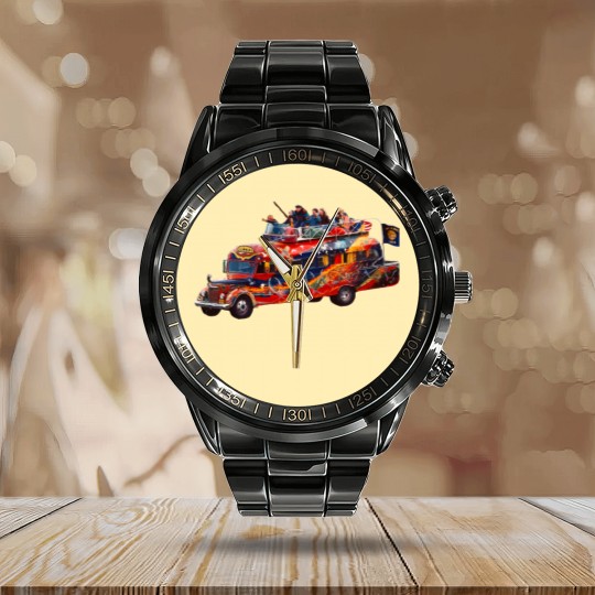 Discover Furthur Bus Calendar Steel Band Watch
