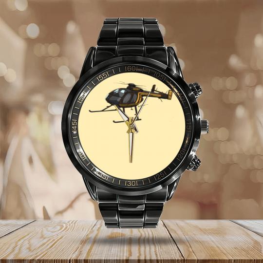 Discover Md 500 Notar Helicopter N520Ky Calendar Steel Band Watch