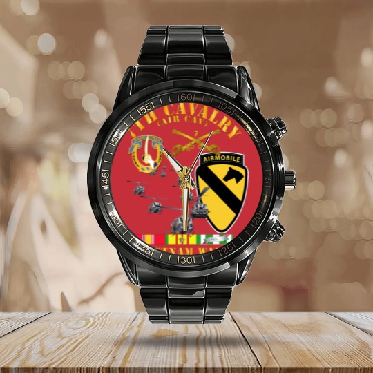 Discover 7th Cavalry (Air Cav) - 1st Cav Division w SVC - Air Assault - Calendar Steel Band Watch