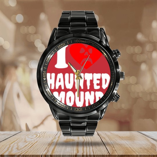 Discover I Love Haunted Mound Calendar Steel Band Watch