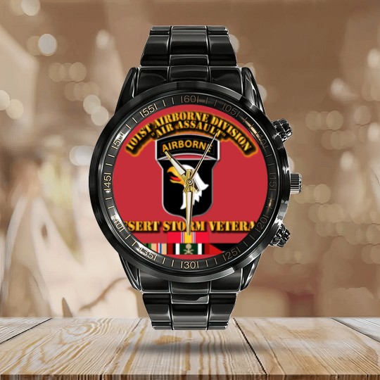 Discover Army 101st Airborne Division Desert Storm Veteran Calendar Steel Band Watch