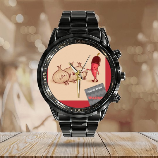Discover pepper spray man gets his onions.. Calendar Steel Band Watch