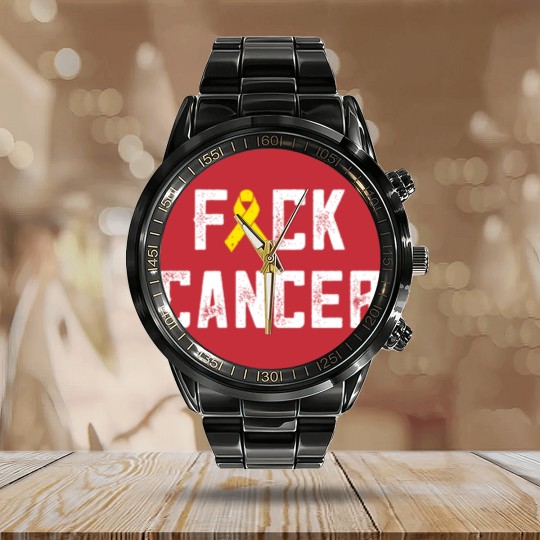 Discover Fck Cancer Funny Chemo Chemotherapy Battle Cancer Calendar Steel Band Watch