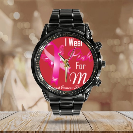 Discover wear pink for me breast cancer Calendar Steel Band Watch