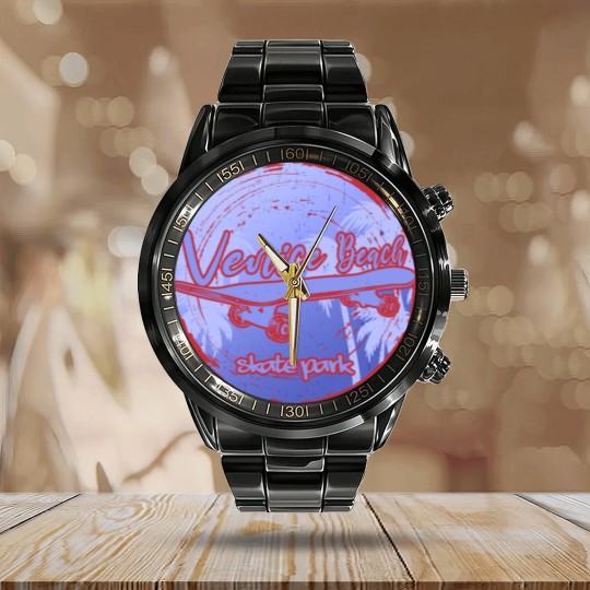 Discover Venice Beach Skatepark Calendar Steel Band Watch