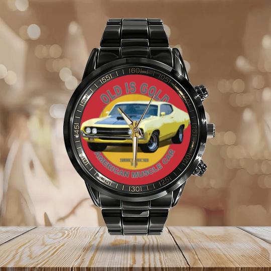 Discover Torino 429 Super Cobra American Muscle Car 60s 70s Old is Gold - Torino Cobra - Calendar Steel Band Watch