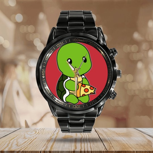 Discover Turtle pizza Calendar Steel Band Watch