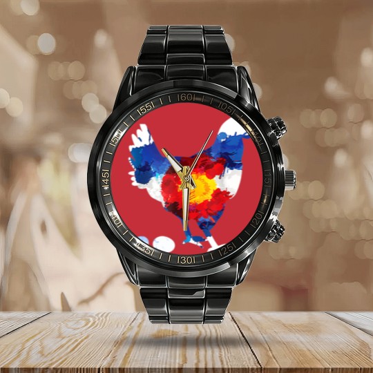 Discover Colorado Chickens Calendar Steel Band Watch