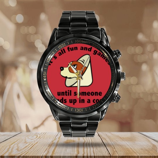 Discover It's All Fun And Games Calendar Steel Band Watch