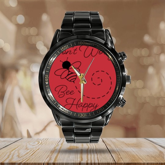 Discover Don't Worry, Bee Happy - Dont Worry Bee Happy - Calendar Steel Band Watch