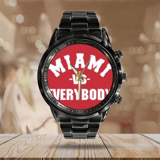 Discover Miami Vs Everybody Calendar Steel Band Watch
