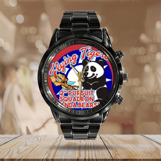 Discover AVG Flying Tigers - 2nd Pursuit 'Panda Bears' Calendar Steel Band Watch