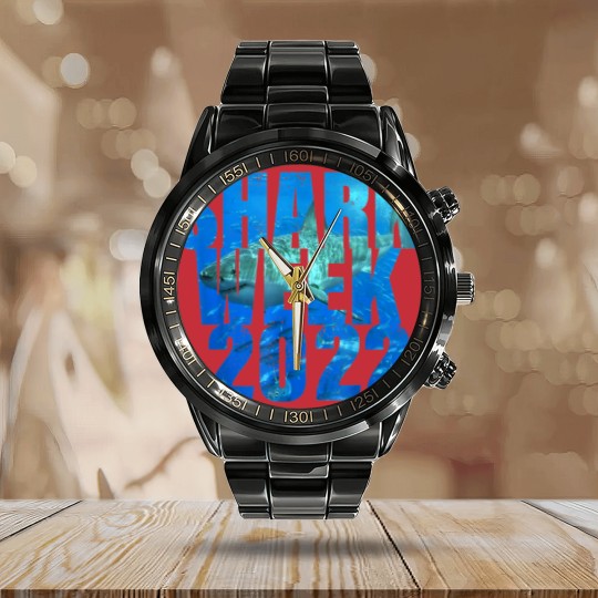 Discover Shark Week 2022 V-Neck Calendar Steel Band Watch