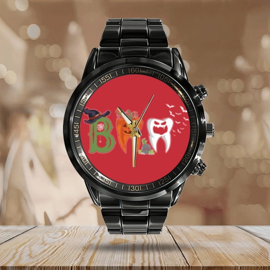 Discover Boo Dentist Pumpkin Costume Dental Assistant Halloween Calendar Steel Band Watch