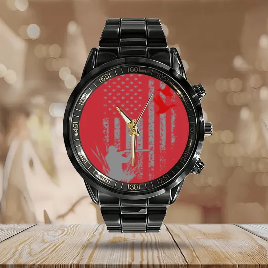Discover Duck Hunting Calendar Steel Band Watch