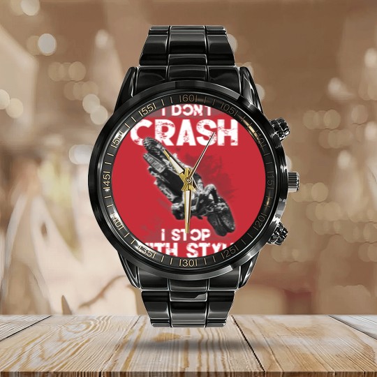 Discover I Don't Crash - I Stop With Style Calendar Steel Band Watch