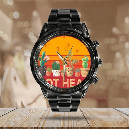 Discover Pot Head Stone Flowers Calendar Steel Band Watch