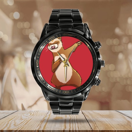 Discover Ferret Gift For Kids Men Women Dabbing Dance Hip-hop Calendar Steel Band Watch