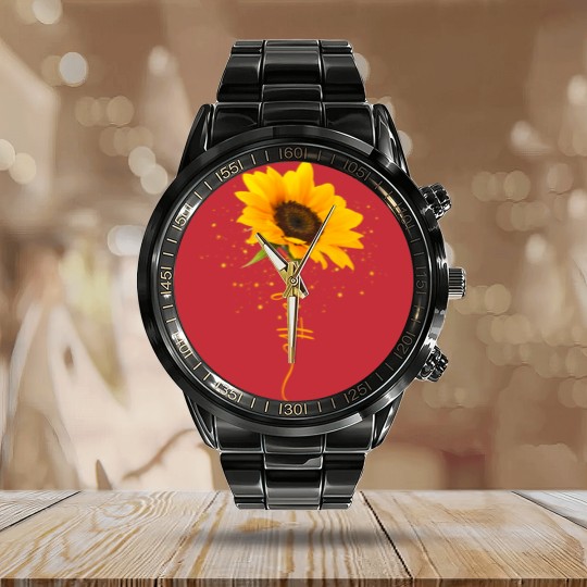 Discover Sunflower Calendar Steel Band Watch Faith Beautiful yellow sunflower sunflower blooms funny
