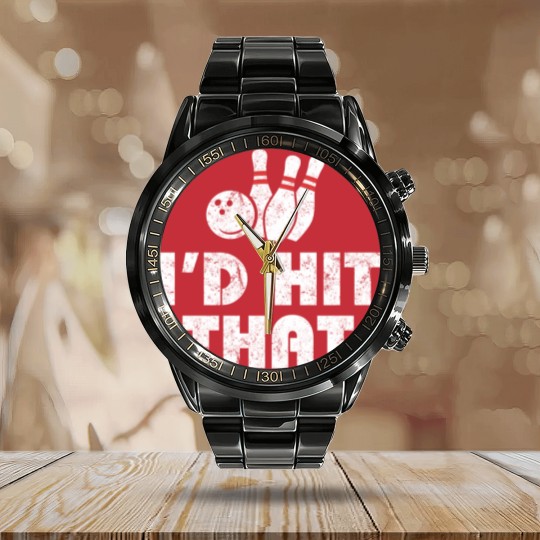 Discover Bowling Calendar Steel Band Watch - I'd Hit That - Vintage - Gift For Bowlers Calendar Steel Band Watch