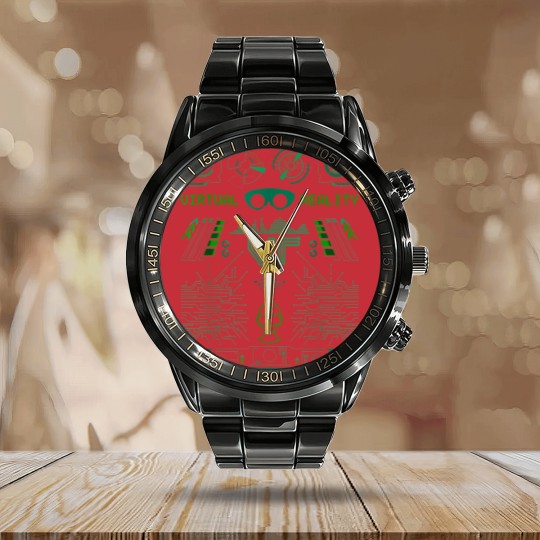 Discover Virtual Reality VR Retro Gamers Calendar Steel Band Watch