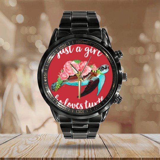 Discover Watercolor Turtle Calendar Steel Band Watch Just A Girl Who Loves Turtles Floral Sea Turtle