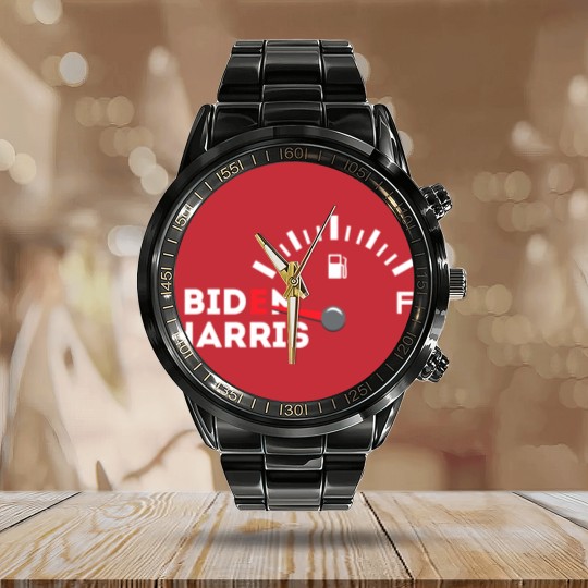 Discover Funny Biden Gas Calendar Steel Band Watch | Empty Fuel Tank Gas Shortage Calendar Steel Band Watch