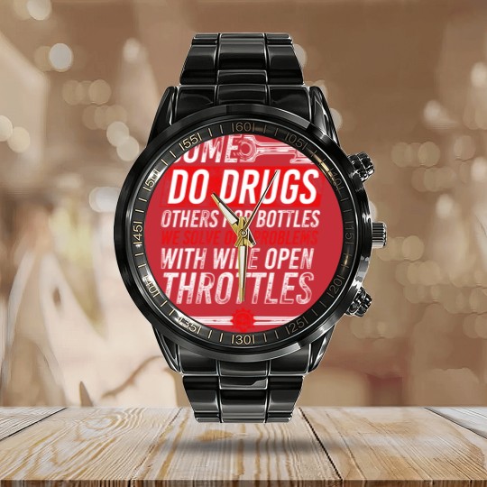 Discover Wide Open Throttle Calendar Steel Band Watch - Car or Truck Racing Calendar Steel Band Watch