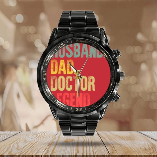Discover Mens Funny Vintage Calendar Steel Band Watch Husband Dad Doctor Legend Retro Calendar Steel Band Watch