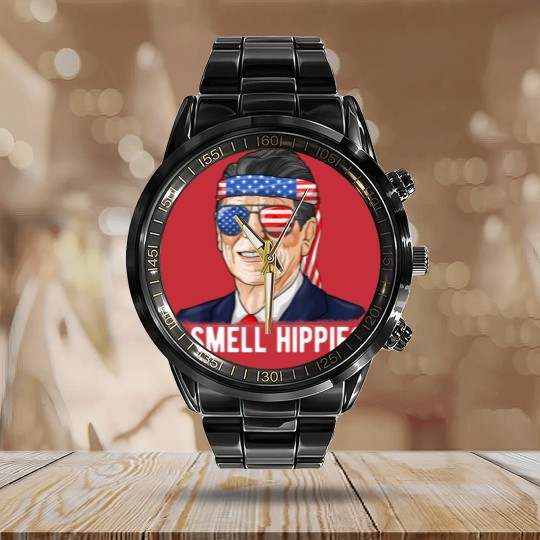 Discover Reagan Ronald Calendar Steel Band Watch Conservative President I Smell Hippies Calendar Steel Band Watch