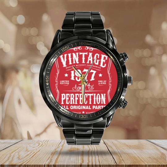Discover Vintage Made In 1977 41st Birthday Calendar Steel Band Watch