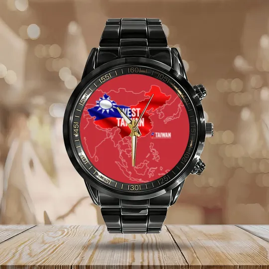 Discover West Taiwan China Map Calendar Steel Band Watch
