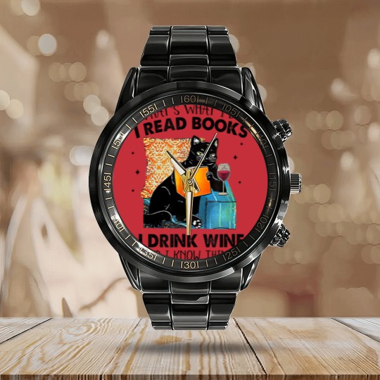 Discover I Read Books I Drink Wine & I Know Things Calendar Steel Band Watch