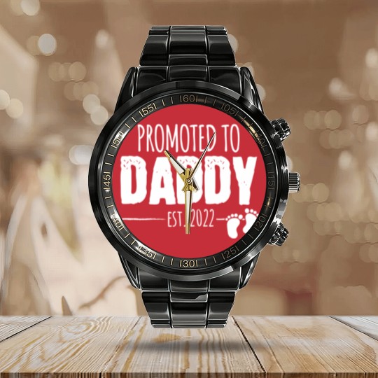 Discover Promoted to Daddy 2022 Soon to be Dad Husband Gift Calendar Steel Band Watch