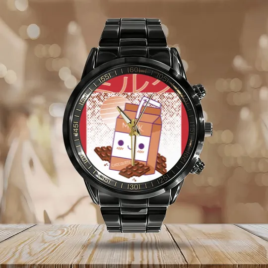Discover Retro 90s Japanese Kawaii Chocolate Milk Shake Carton Calendar Steel Band Watch