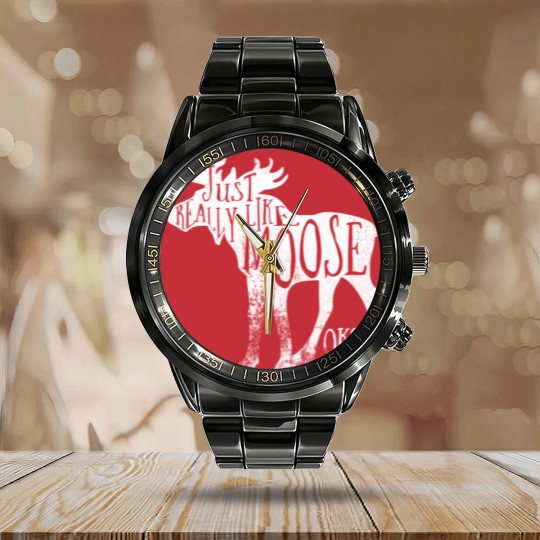 Discover I Just Really Like Moose Stuff Christmas Calendar Steel Band Watch