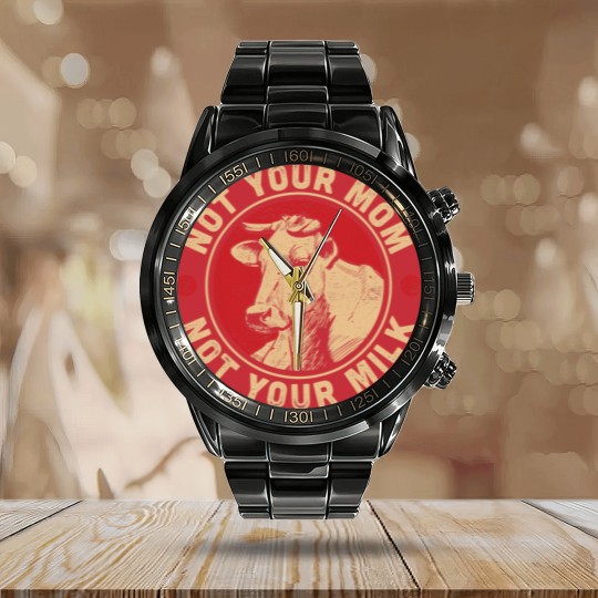 Discover Not Your Mom Not Your Milk Proud Vegan Calendar Steel Band Watch