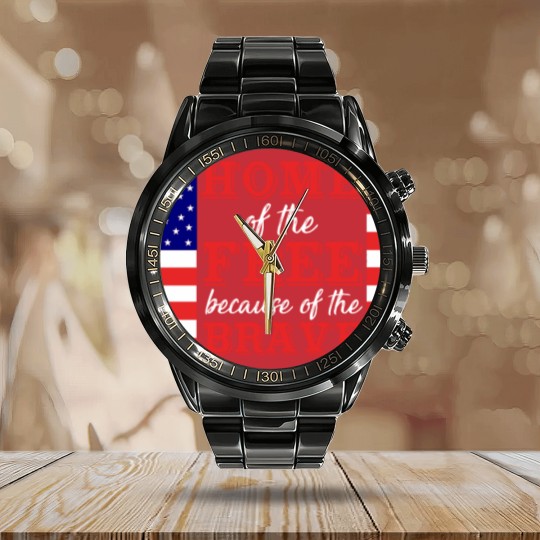 Discover Liberal Calendar Steel Band Watch, Home Of The Free Because Of The Brave Calendar Steel Band Watch, Patriotic Calendar Steel Band Watch, 4th Of July Calendar Steel Band Watch, Military Wife, Independence Day Calendar Steel Band Watch