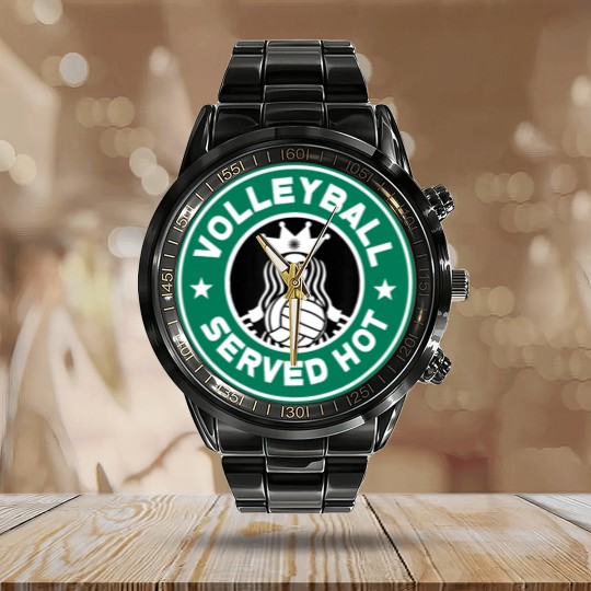 Discover Funny Volleyball Logo Design Calendar Steel Band Watch