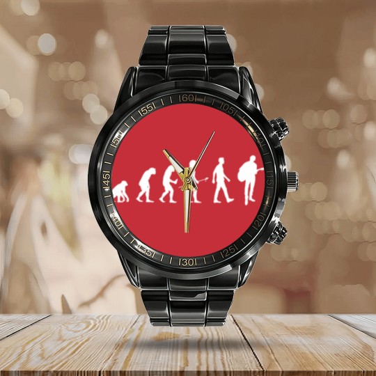 Discover Acoustic Guitar Player Evolution Guitarist Gift Calendar Steel Band Watch