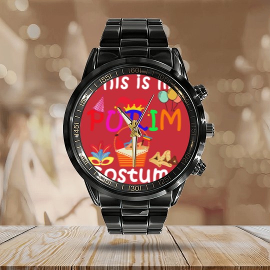Discover This Is My Purim Costume Jewish Calendar Steel Band Watch